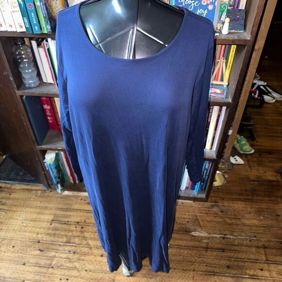 Land’s End navy blue long sleeve knit travelcore XL dress - Picture 1 of 3